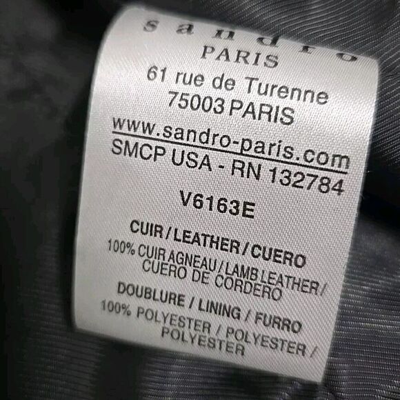 SANDRO PARIS Moto Jacket Lamb Leather Black Women’s Size 1 /US Size 4 SMALL - Picture 7 of 12